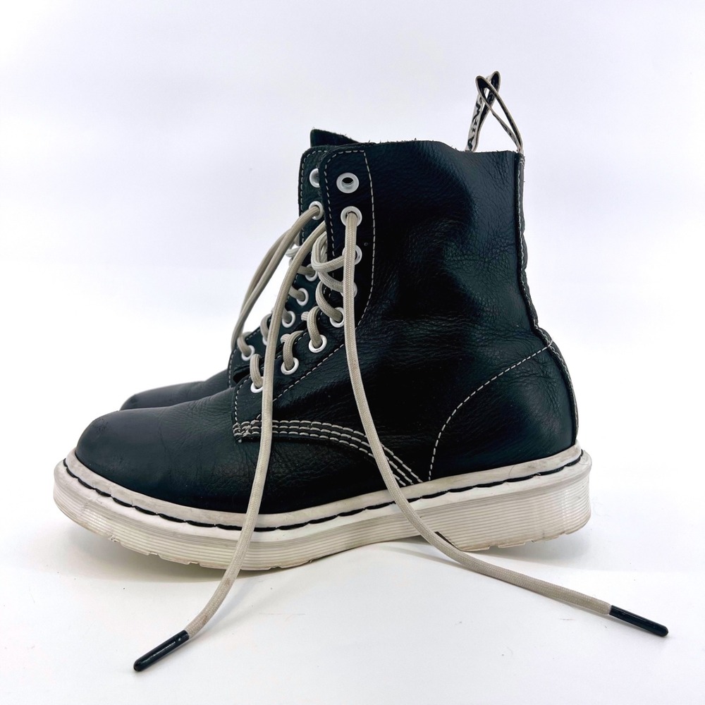 Dr. Doc Martens 1460 Pascal BW Black & White Leather Boots Size 38 Combat Grunge - Picture 3 of 8